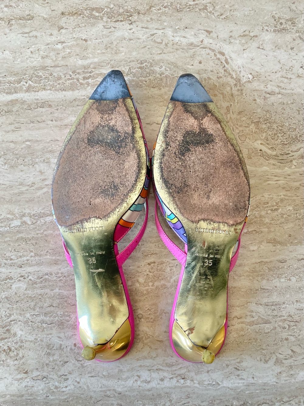 Vintage Emilio Pucci Abstract Print Bow Mule Heels - Picture 11 of 11